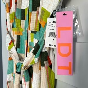 NEW WITH TAG / LDT Darcy Patch Print Point Collar Cap Sleeve Maxi Shirt Dress